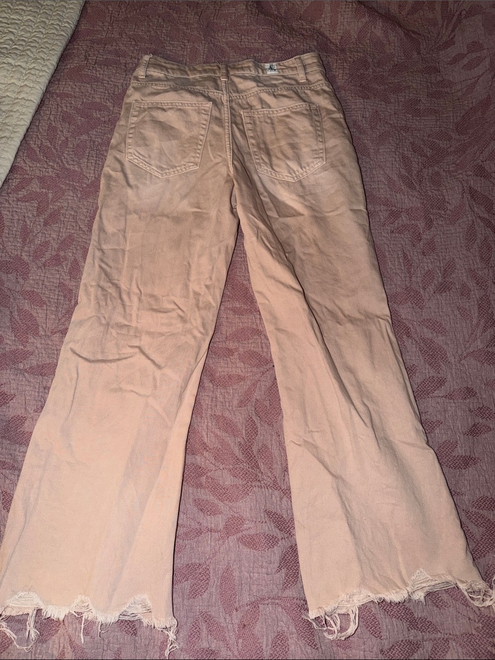 Altar'd State Distressed Wide-Leg Jeans in Light Tan - Picture 4 of 4
